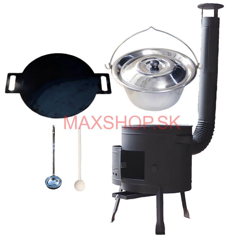 Nerezový kotlík 14 L (0,8 mm) INOX + železná panvica 38 cm UNI + kotlina 36 cm PLUS 600