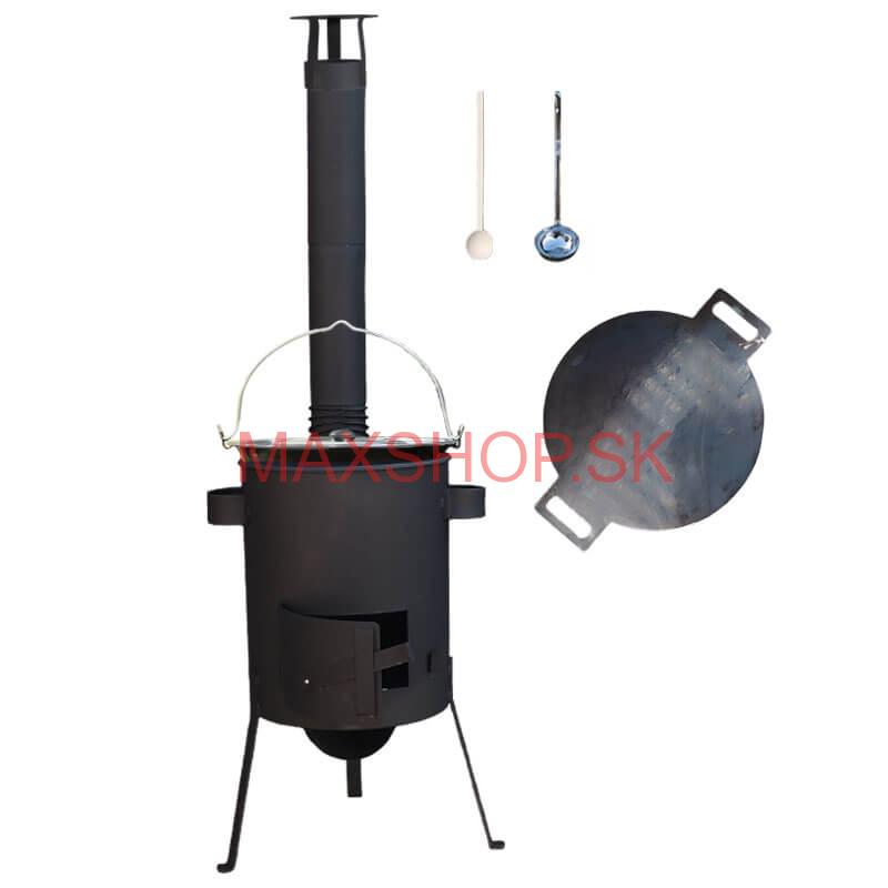 Smaltovaný kotlík 13 L + železná panvica 38 cm UNI + žiaruvzdorná kotlina 36 PLUS 600 4 MM