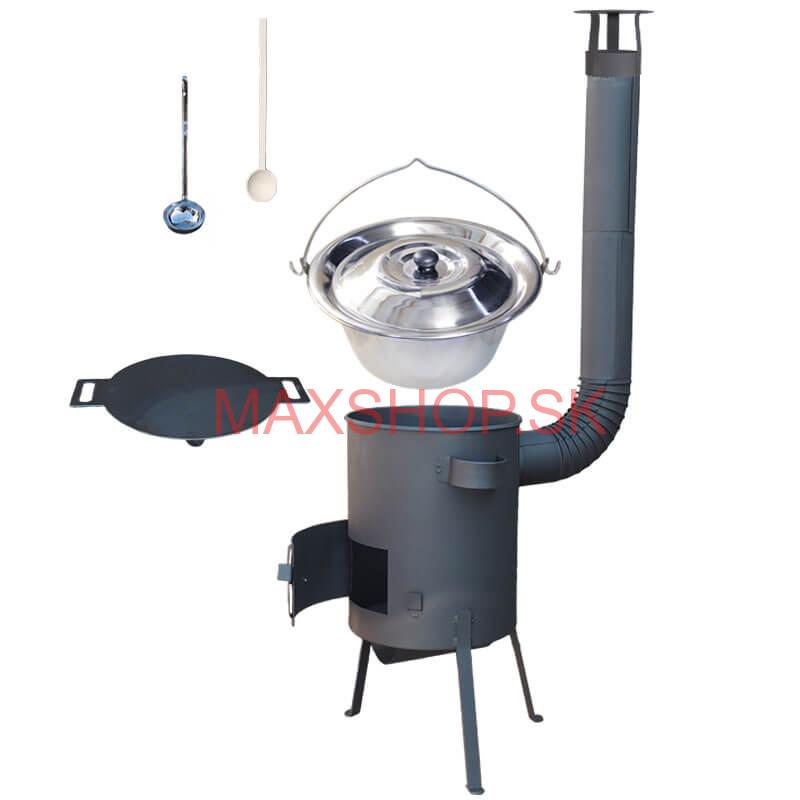 Nerezový kotlík 22 L (0,8 mm) INOX + železná panvica 44 cm UNI + kotlina 42 cm PLUS 600 4 MM