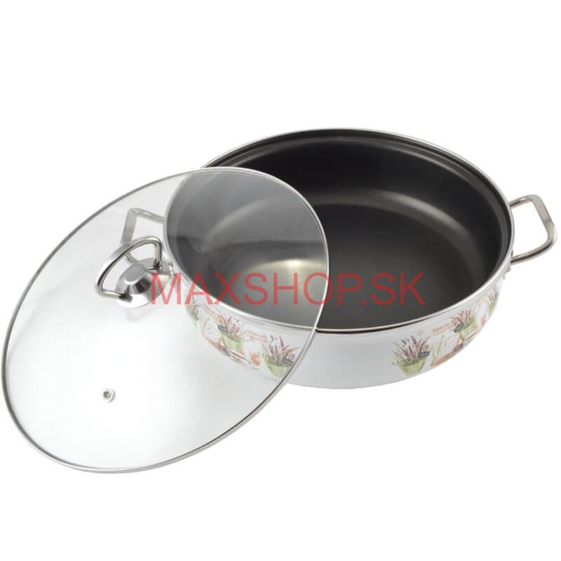 Smaltovaná rajnica s pokrievkou 26 cm LEVANDUĽA