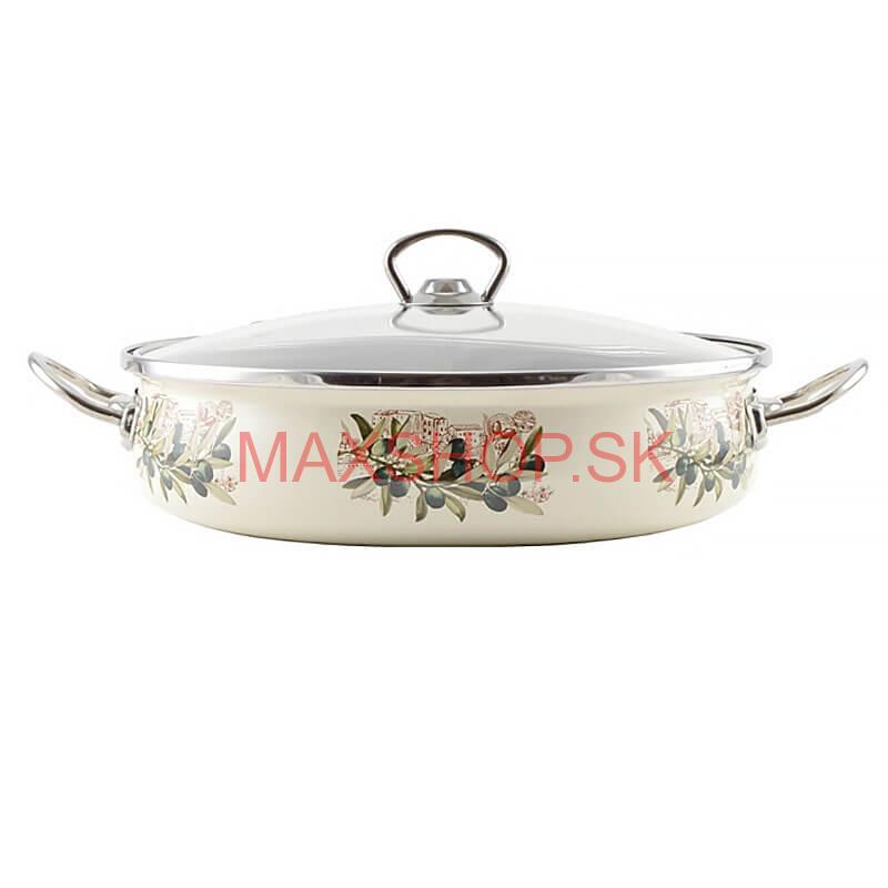 Smaltovaná rajnica s pokrievkou 30 cm OLIVA