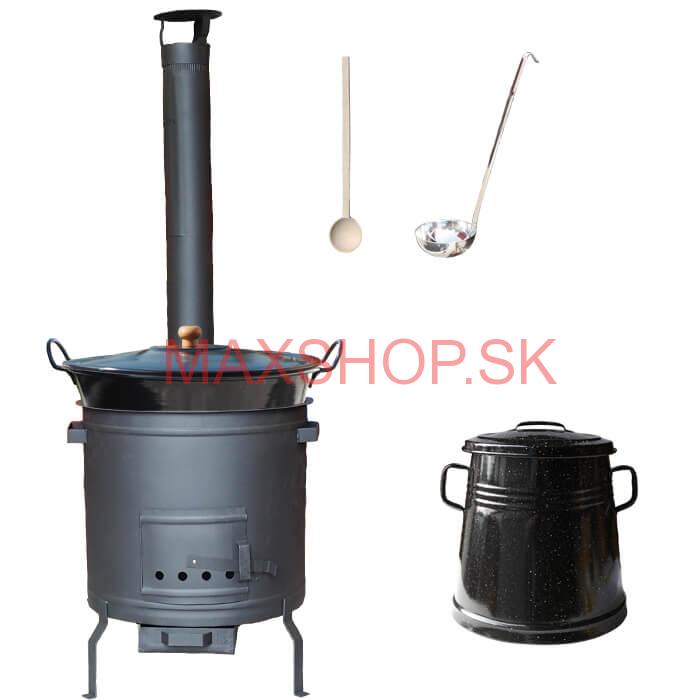 Smaltovaný kotol 50 L + žiaruvzdorná kotlina 50 cm PLUS 600 + Nádoba na masť 10 L