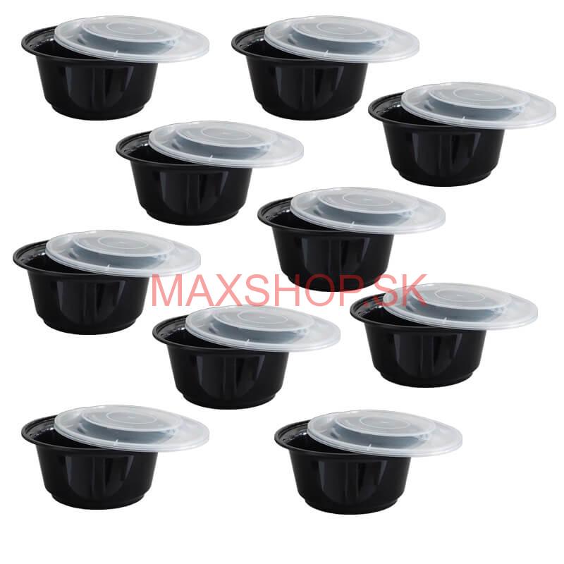 Plastové boxy (misky) na guláš + vrchnáky 1000 ml 10 ks