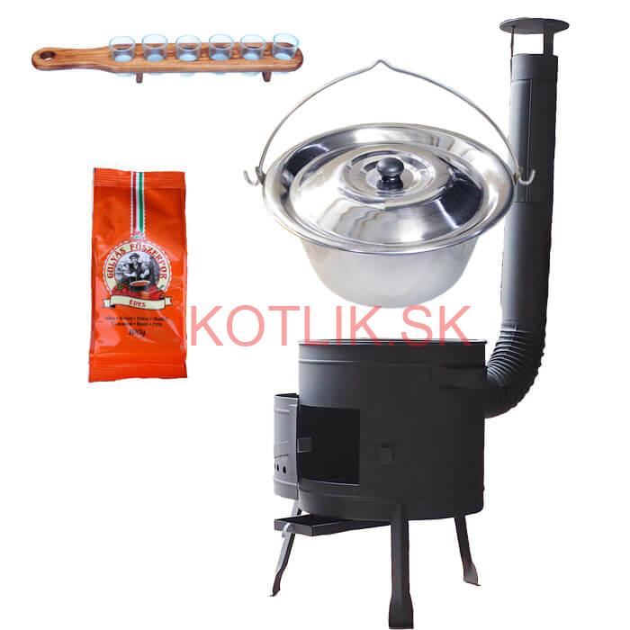 Nerezový kotlík 22 L (0,8 mm) + korenie + štamperlíky + nízka žiaruvzdorná kotlina (0,8 mm) 42 PLUS 600