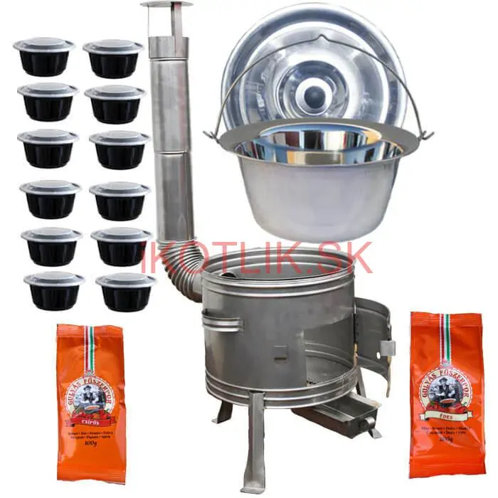 Nerezový kotlík 22 L (0,8 mm) INOX + nerezová kotlina 42 cm TOPLUX + misky 12 ks + 2 x korenie na guláš 100 g