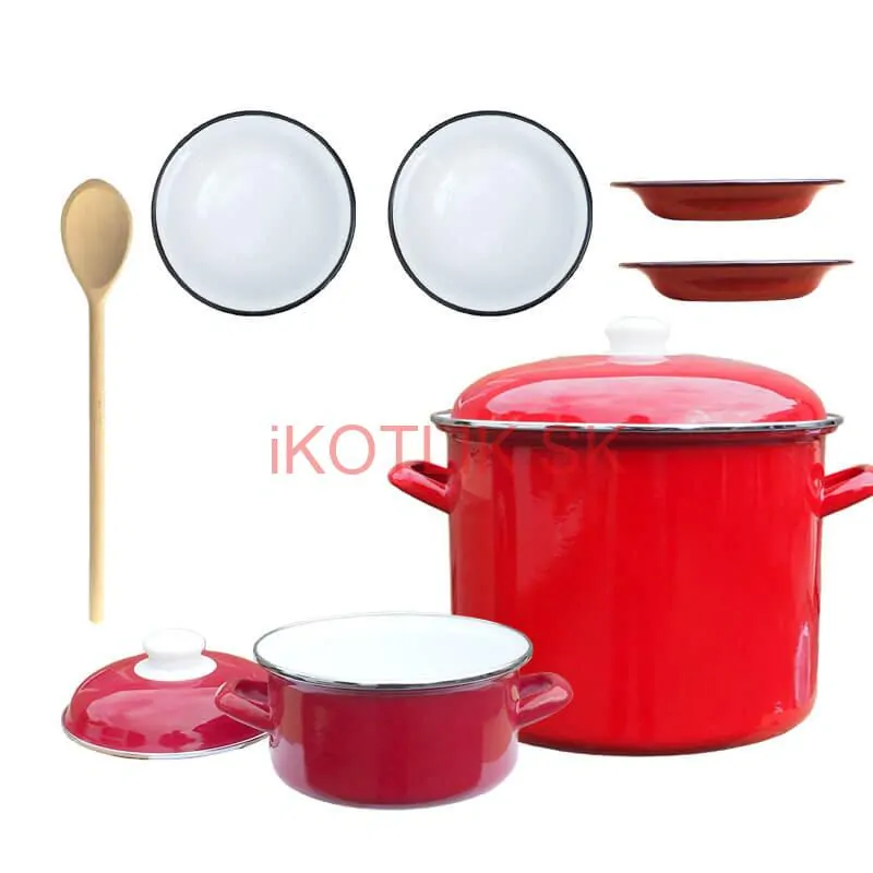 Smaltovaný hrniec s pokrievkou 4 l +  Smaltovaný kastról s pokrievkou 2 L + taniere Classic