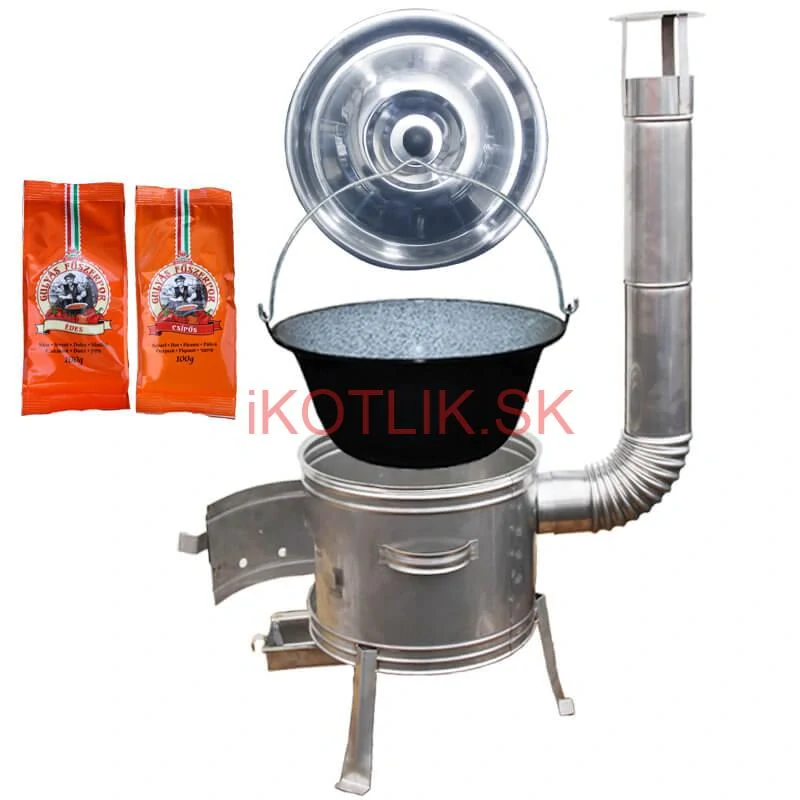 Smaltovaný kotlík 25 L + Nerezová kotlina 42 INOX + paprikové korenie na guláš - MIX 100 g