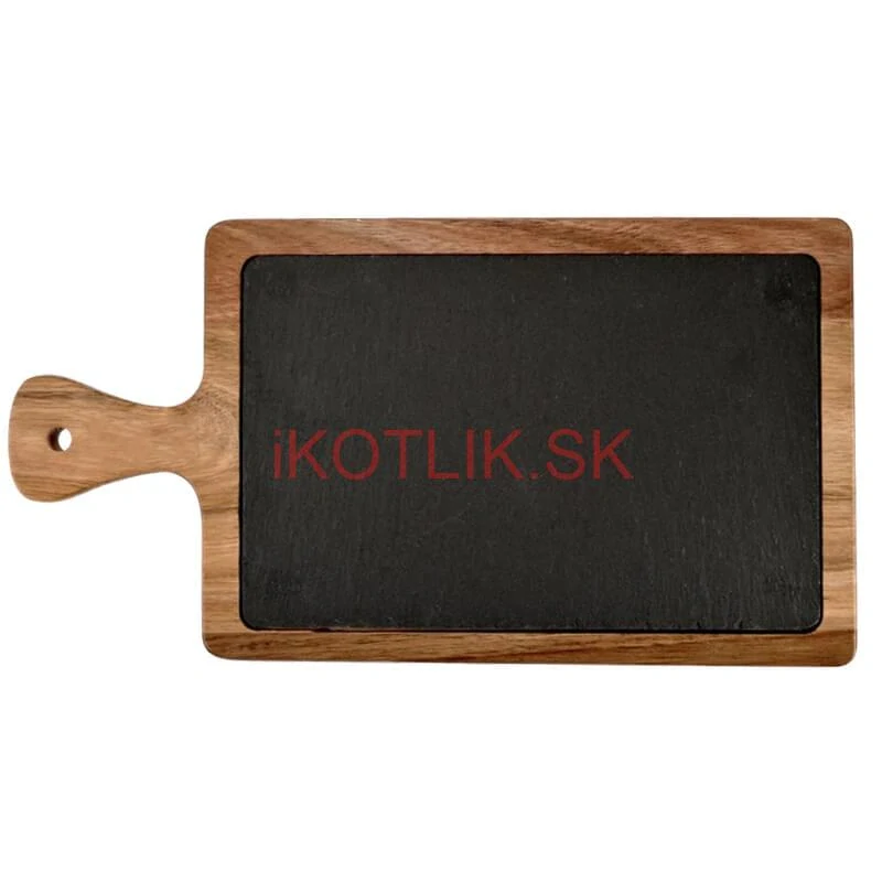 Servírovací podnos s bridlicovou doskou a rukoväťou z akáciového dreva 26 x 18 cm