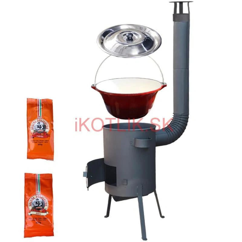 Liatinový kotlík so smaltovanou úpravou 22 L + žiaruvzdorná kotlina 42 PLUS 600 4 MM + paprikové korenie na guláš - MIX 100 g