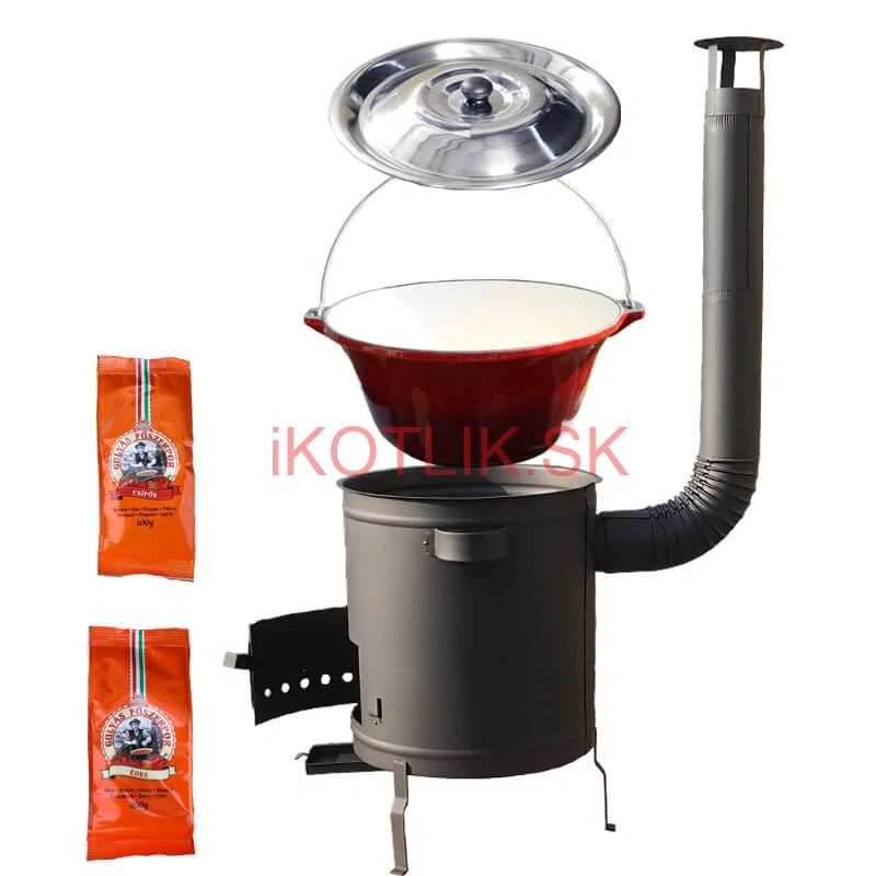 Liatinový kotlík so smaltovanou úpravou 22 L + žiaruvzdorná kotlina 42 cm (1,5 mm) STRONG + paprikové korenie na guláš - MIX 100 g