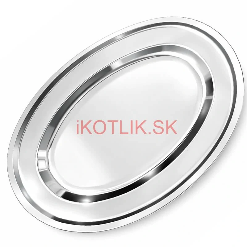 Nerezový oválny podnos (40,5cm) – Odolná servírovacia tácka na mäso aj koláče