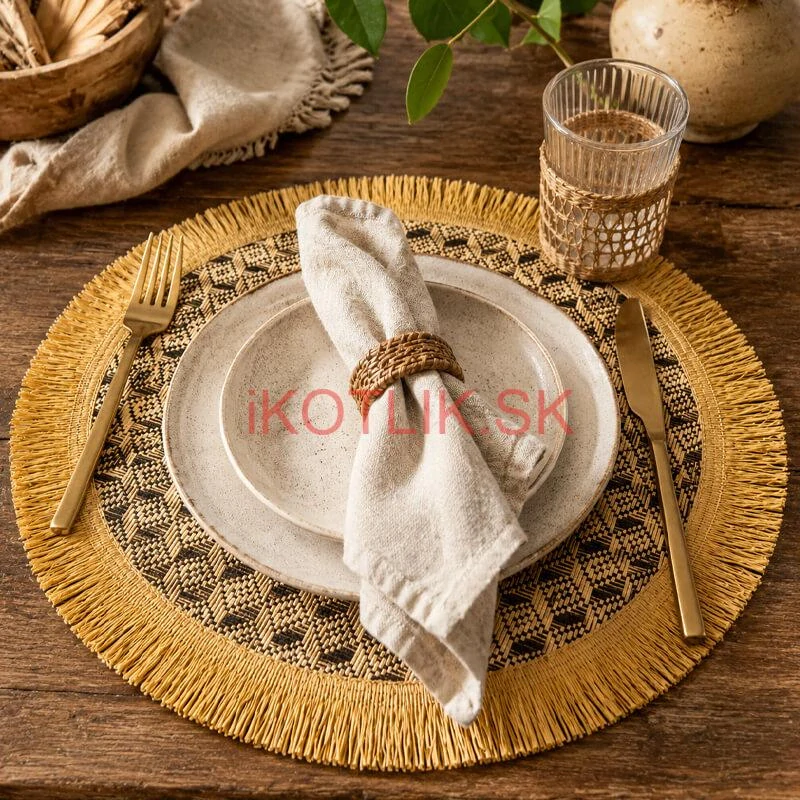 Prírodná podložka pod tanier so strapcami 37 cm