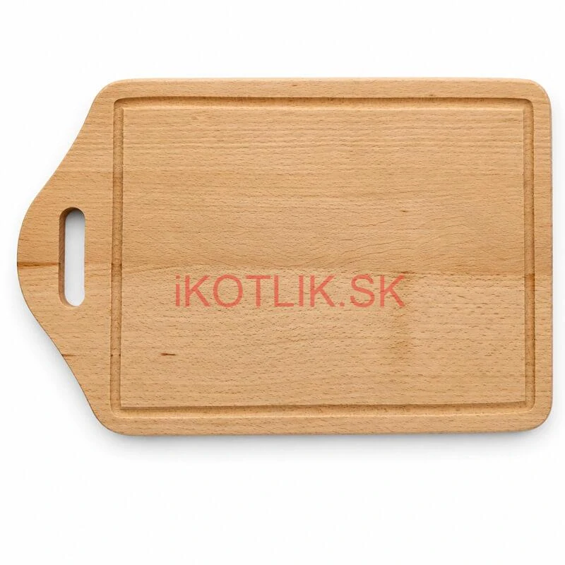 Drevená doska na krájanie s rukoväťou 40×25 cm — tvar štítu
