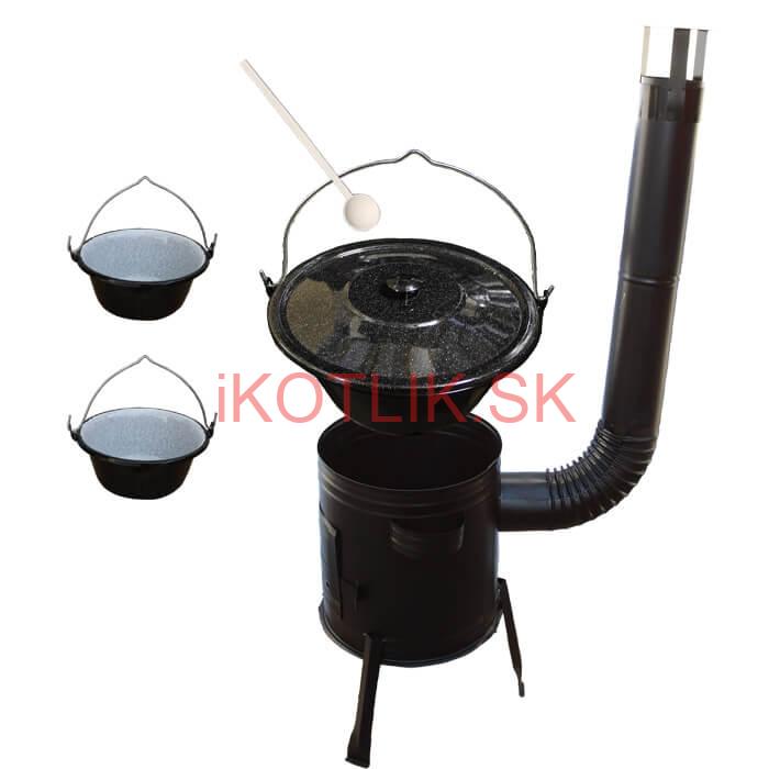 Smaltovaný kotlík 16 L (1,2 mm) + kovová kotlina 39 CLASSIC (KOV) + 2 smaltované servírovacie kotlíky 0,8 L