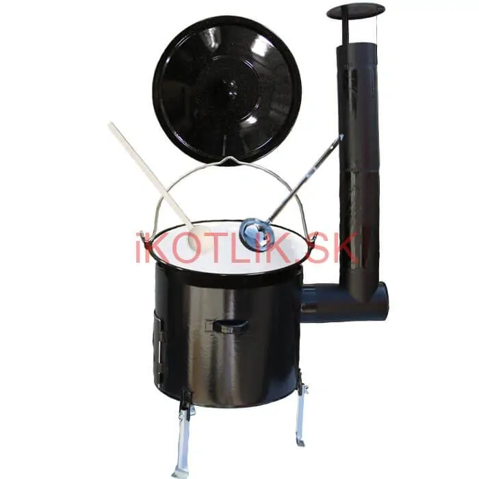 Smaltovaný kotlík 13 L (1,2 mm) + smaltovaná kotlina 36 cm + vareška a naberačka Easy party