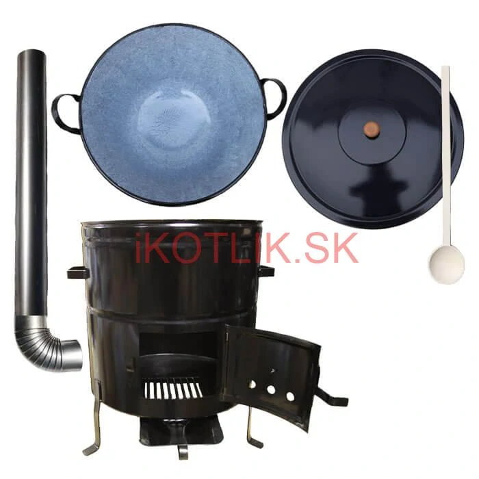 Zabíjačkový smaltovaný kotol 50 L + kovová kotlina 50 cm + dymovod